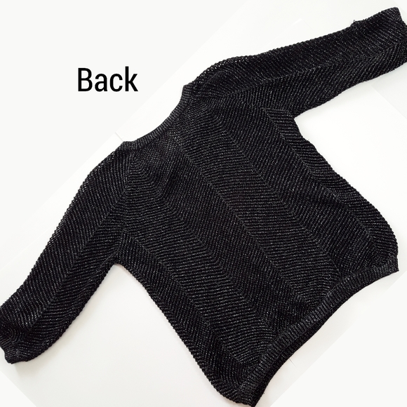 🔖P. Nygard🖤Fishnet Knit Sweater Top w/ 3/4 Sleeves Scoop Neck - Picture 7 of 11